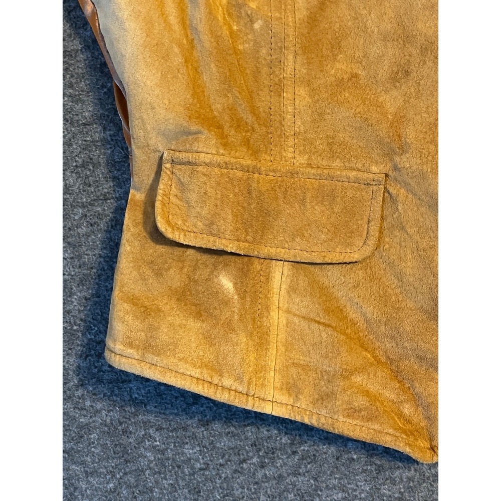 Vtg Faded Glory Leather Vest Women L Tan Suede Zip Front Cinch Back Western Boho - Picture 12 of 12